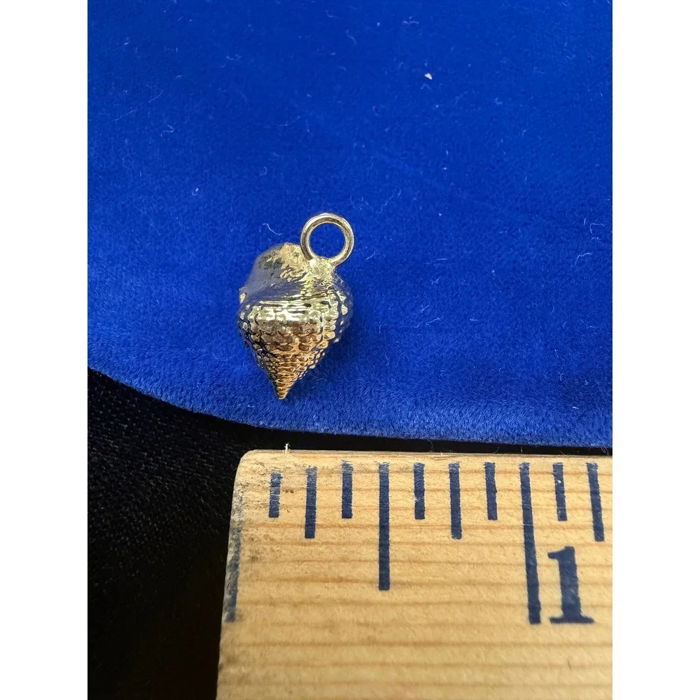 Gold Tone Textured Sea Shell Pendant Cone Shell Charm Jewelry Accessory